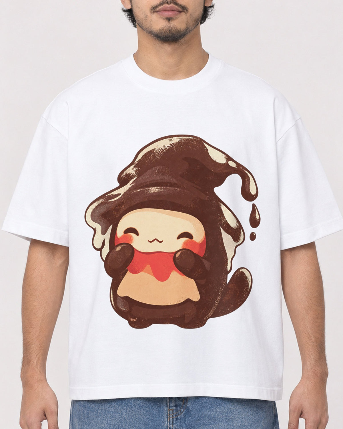 Mockup Boxy Heavyweight Tee White male close-up 02