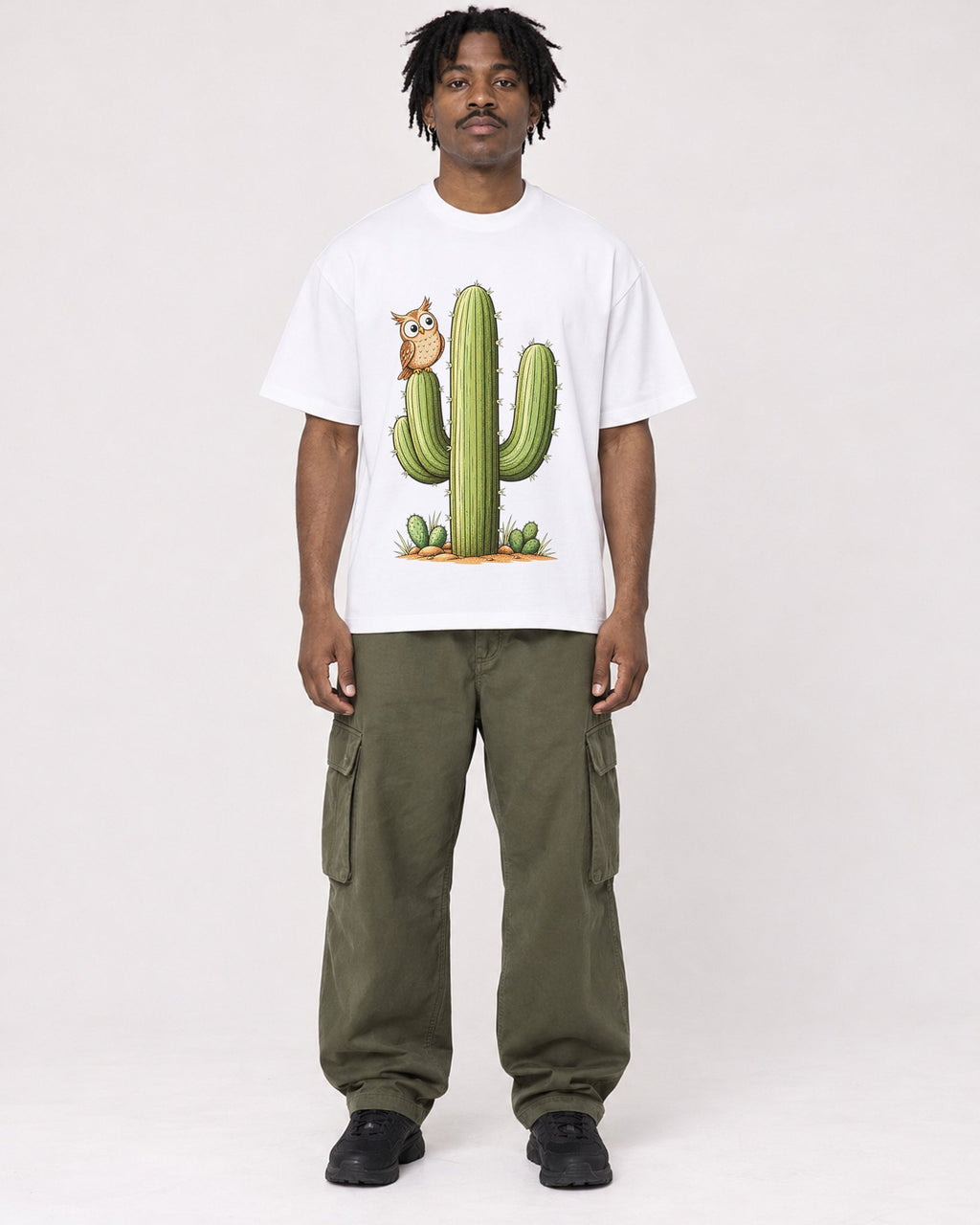 Mockup Boxy Heavyweight Tee White male full-body 04