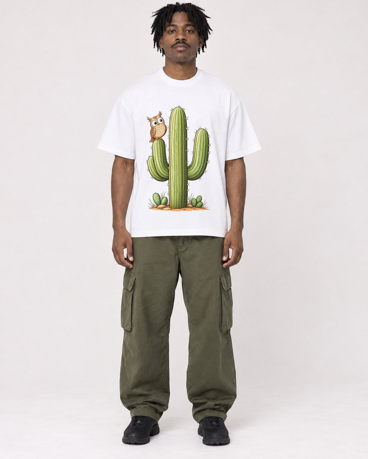 Mockup Boxy Heavyweight Tee White male full-body 04