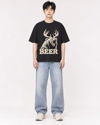 Mockup Boxy Heavyweight Tee Black male full-body 01