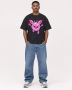 Mockup Boxy Heavyweight Tee Black male full-body 14