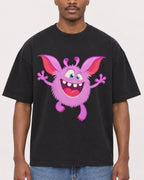 Mockup Boxy Heavyweight Tee Black male close-up 14