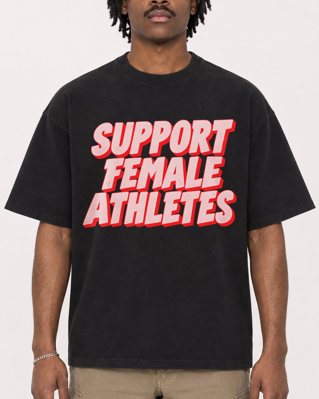 Mockup Boxy Heavyweight Tee Black male close-up 04