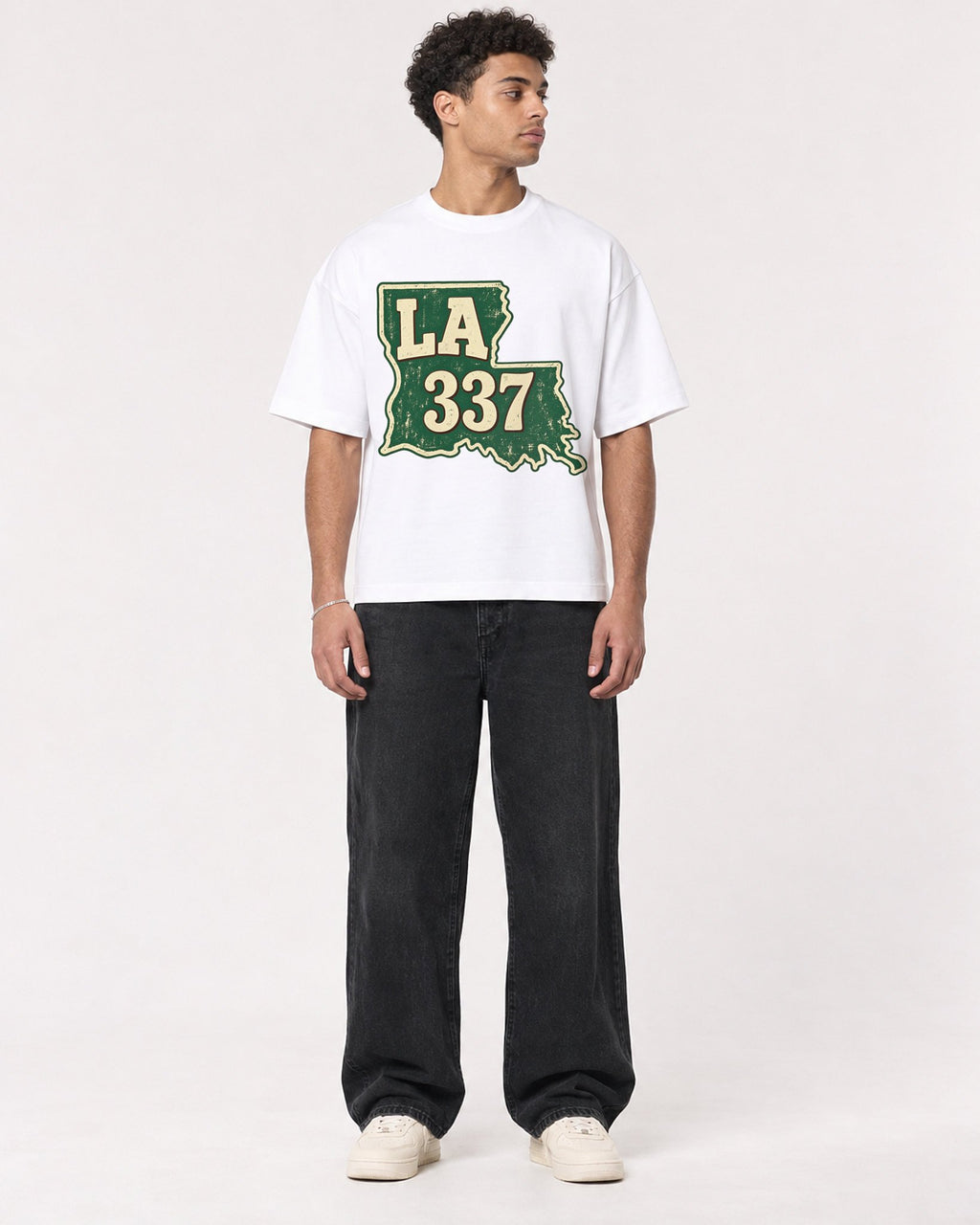 Mockup Boxy Heavyweight Tee White male full-body 10