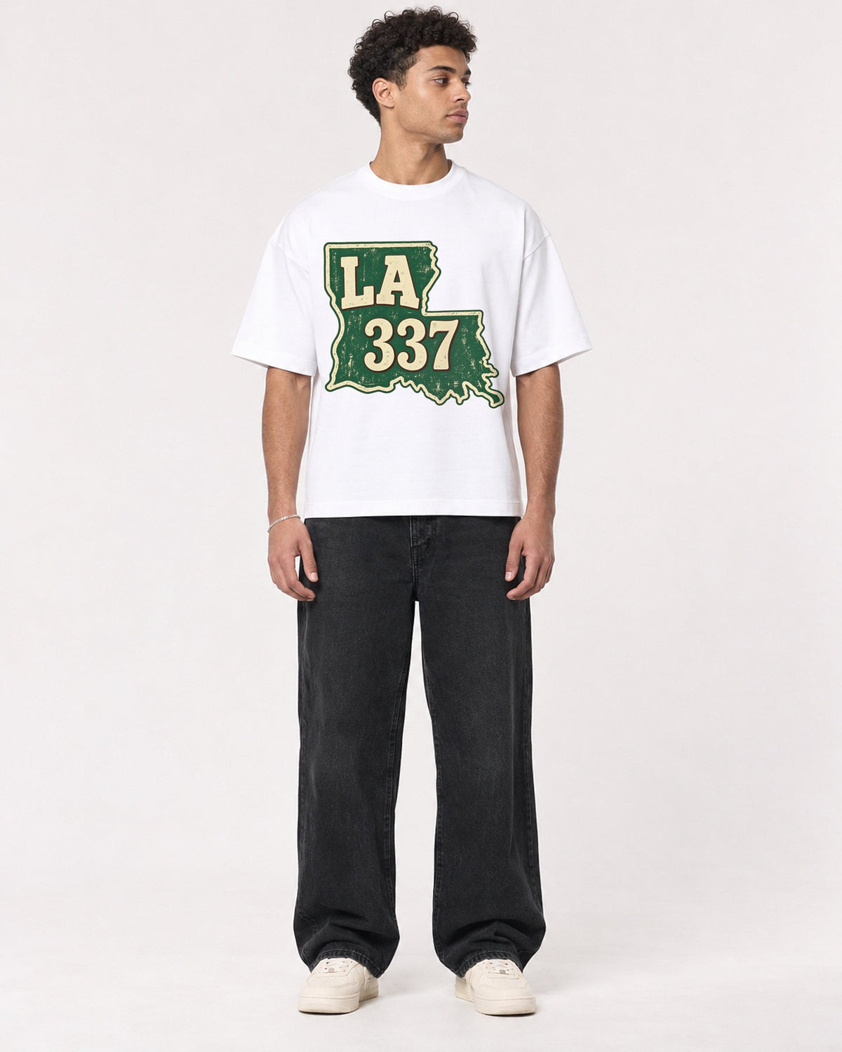Mockup Boxy Heavyweight Tee White male full-body 10