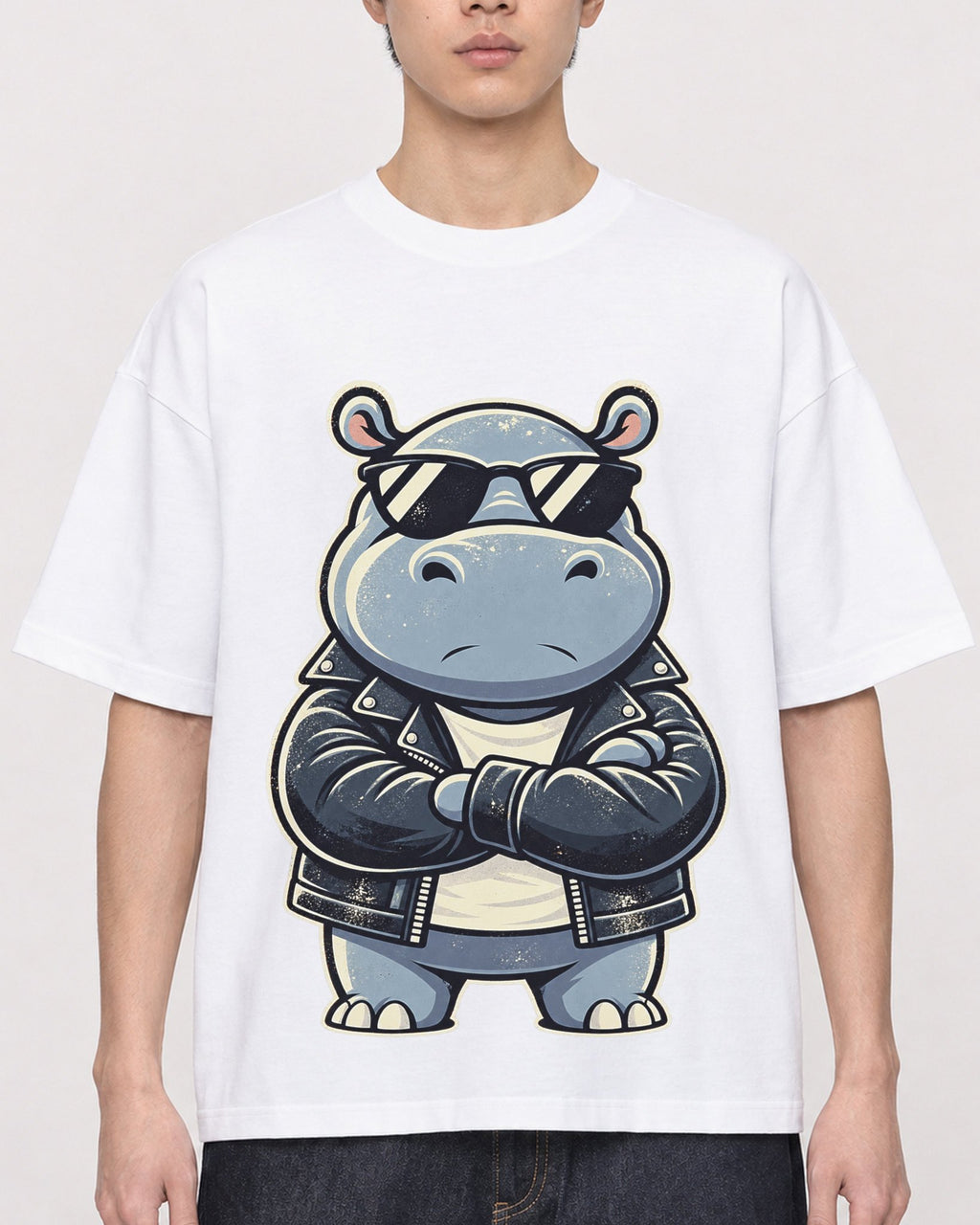 Mockup Boxy Heavyweight Tee White male close-up 01