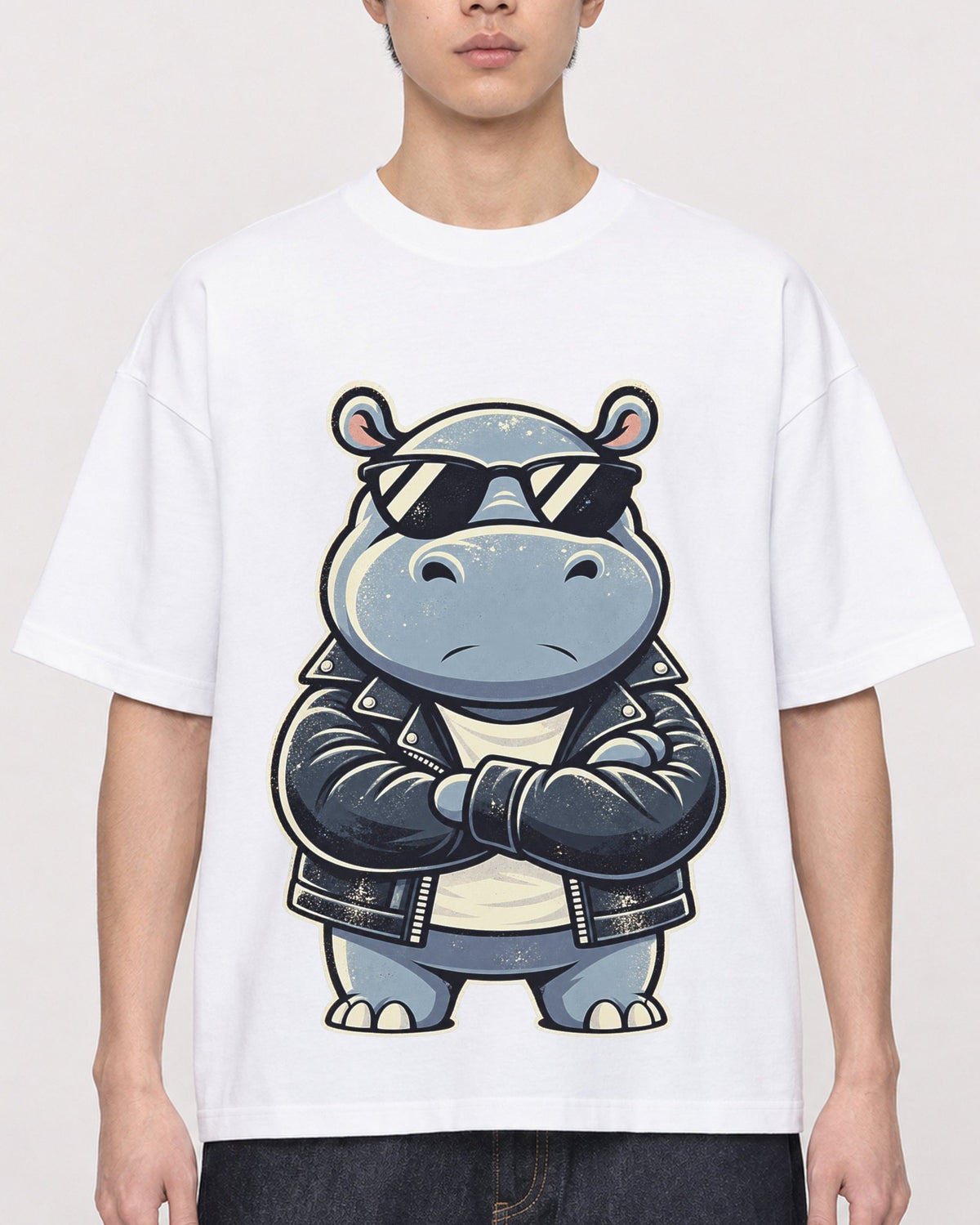 Mockup Boxy Heavyweight Tee White male close-up 01
