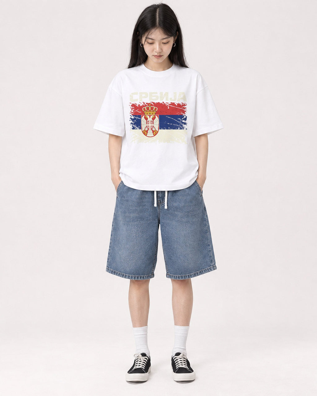 Mockup Boxy Heavyweight Tee White female full-body 01