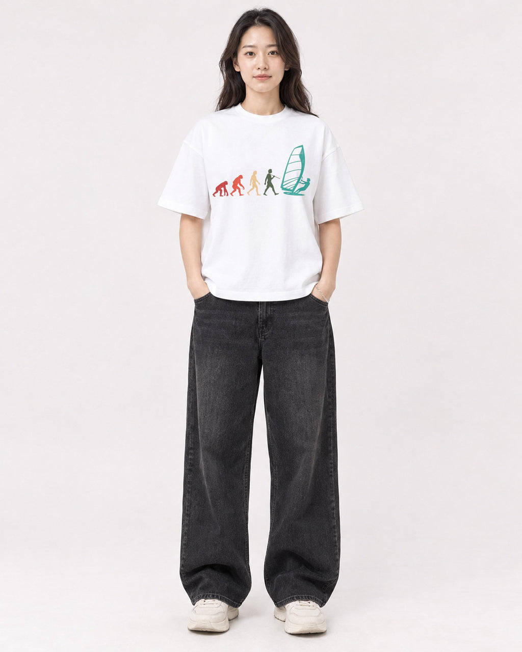 Mockup Boxy Heavyweight Tee White female full-body 03