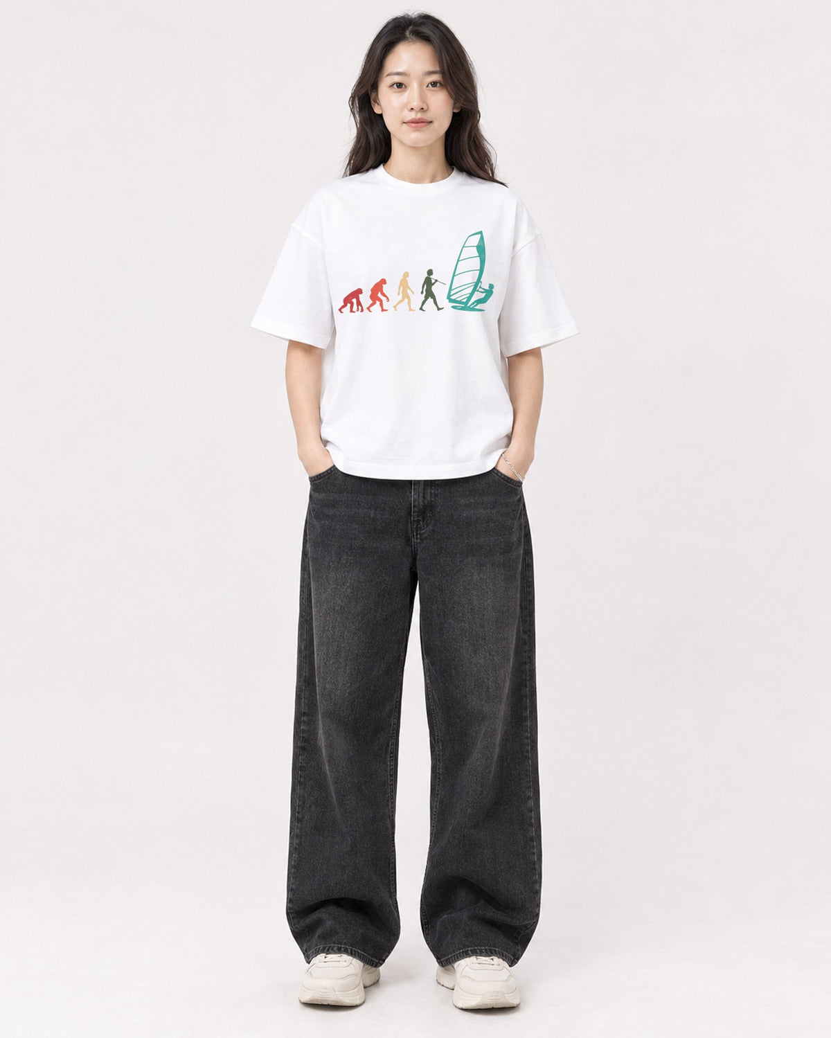 Mockup Boxy Heavyweight Tee White female full-body 03