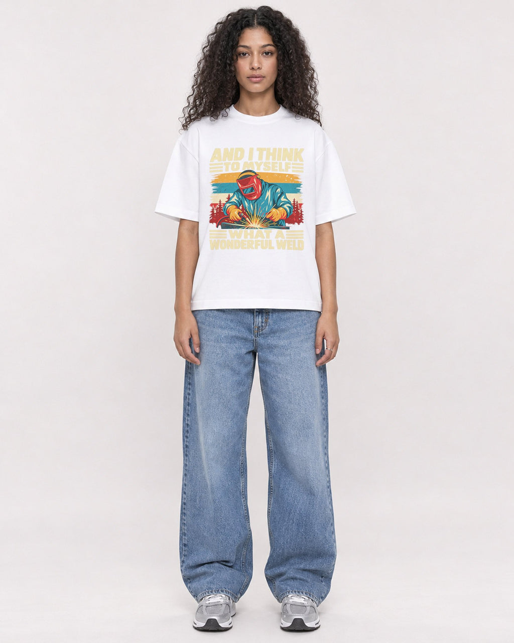 Mockup Boxy Heavyweight Tee White female full-body 10