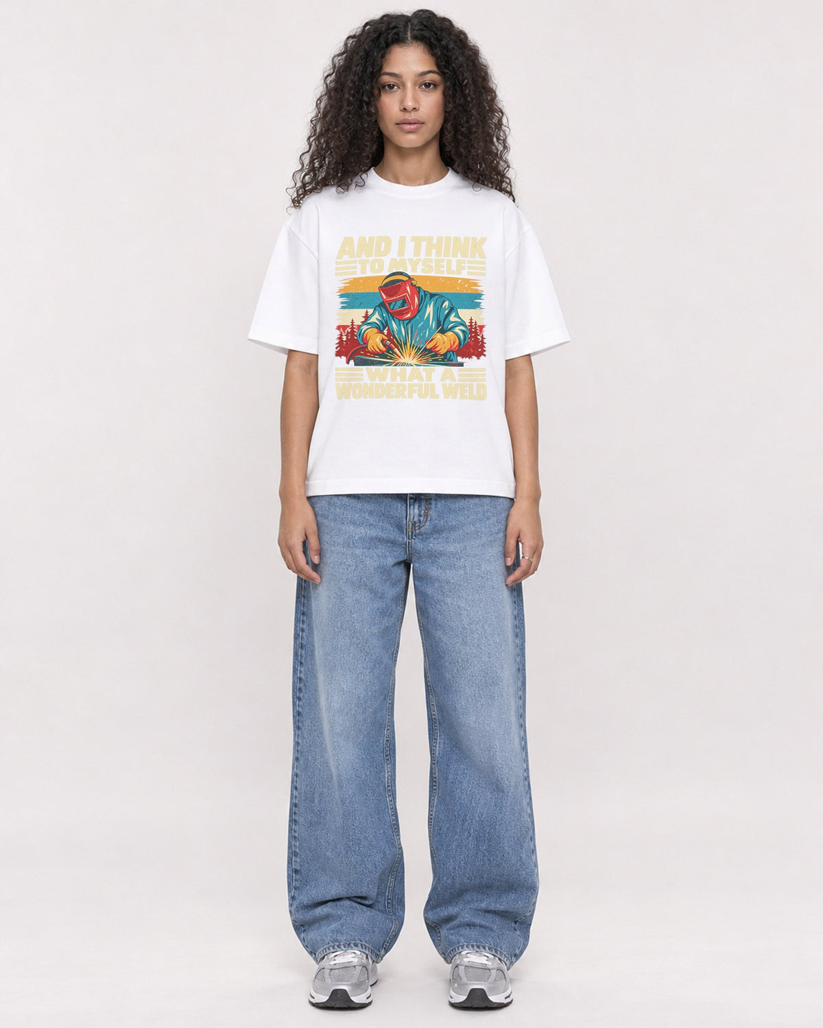 Mockup Boxy Heavyweight Tee White female full-body 10