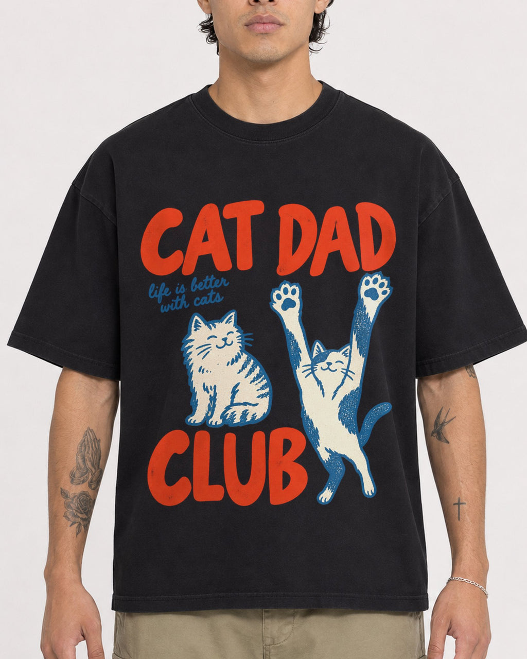 Mockup Boxy Heavyweight Tee Black male close-up 36