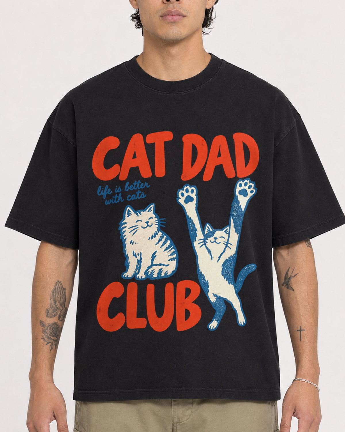 Mockup Boxy Heavyweight Tee Black male close-up 36