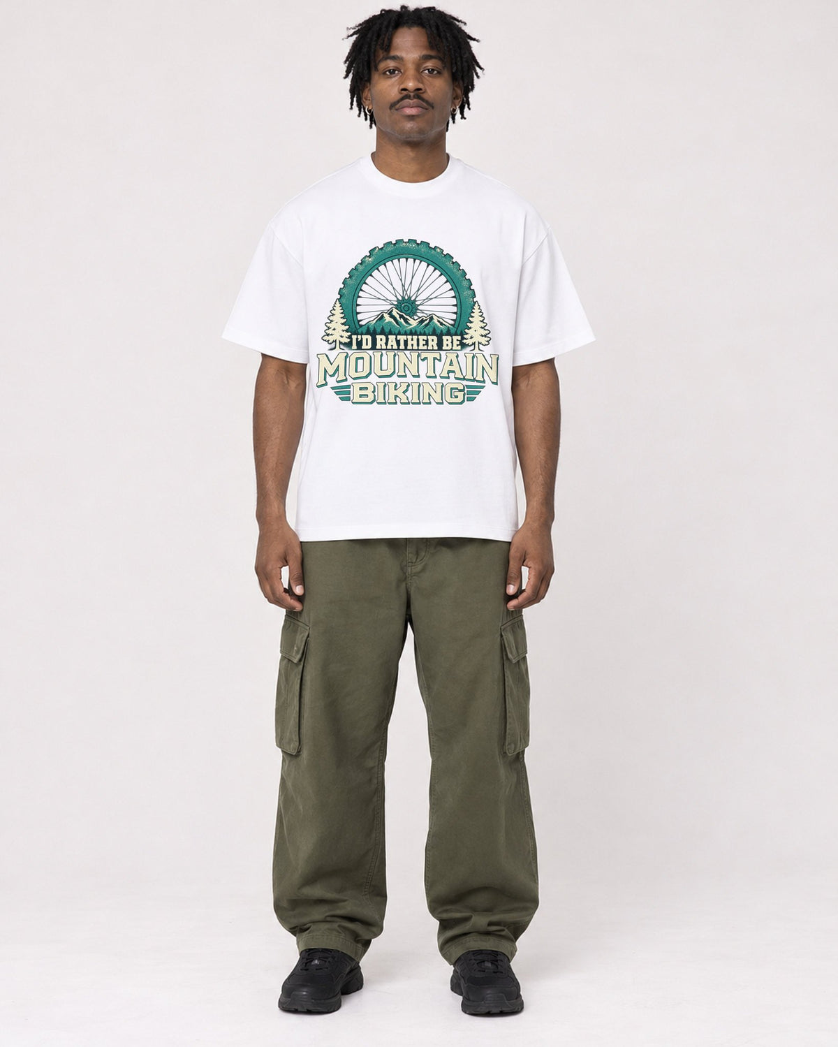 Mockup Boxy Heavyweight Tee White male full-body 04