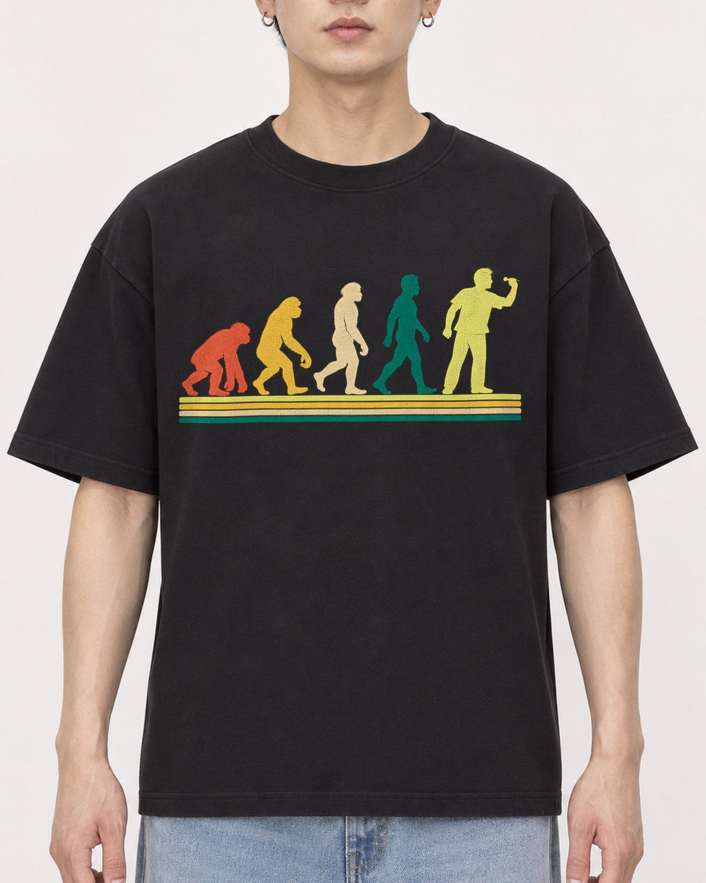 Mockup Boxy Heavyweight Tee Black male close-up 01