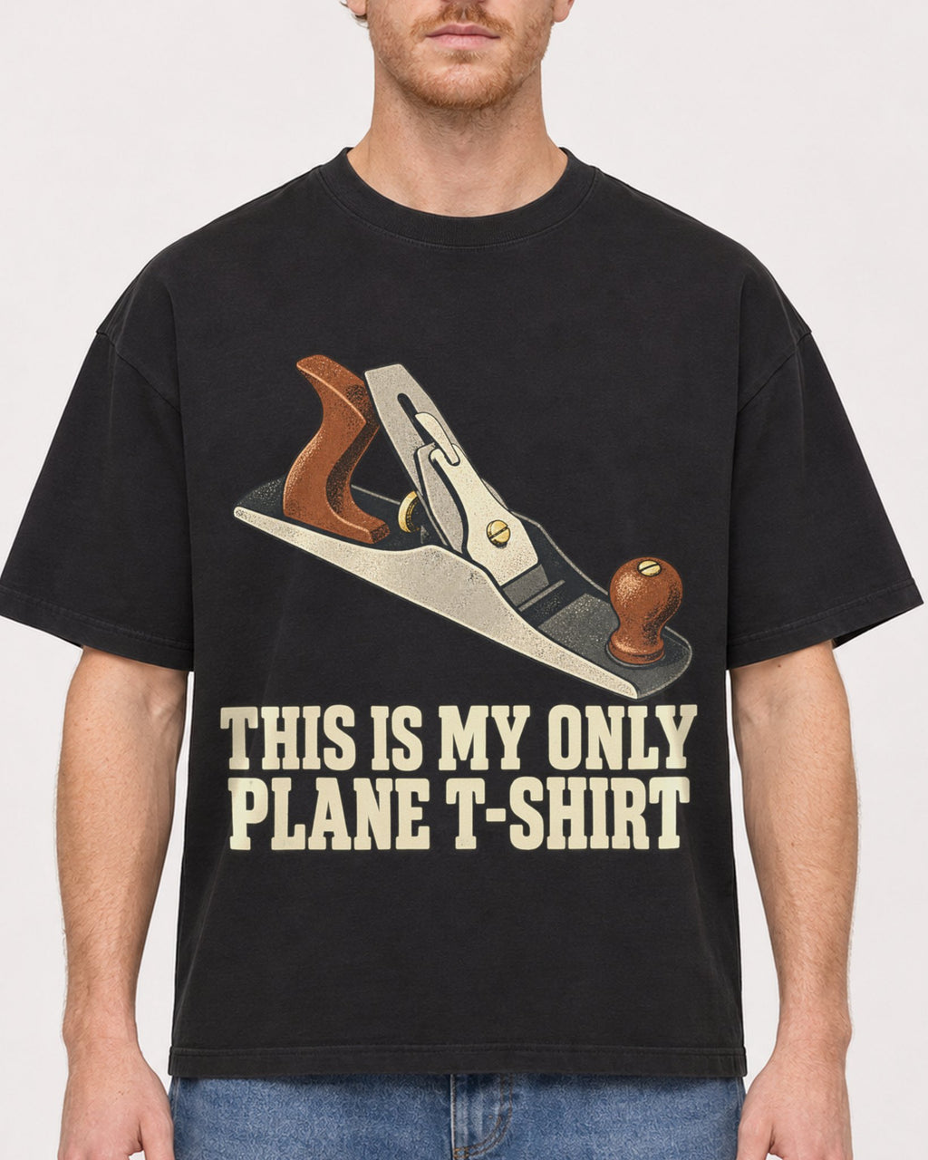 Mockup Boxy Heavyweight Tee Black male close-up 38
