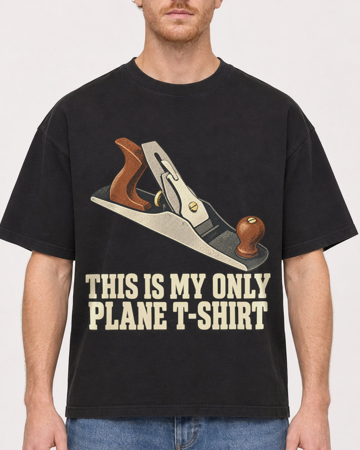 Mockup Boxy Heavyweight Tee Black male close-up 38