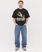 Mockup Boxy Heavyweight Tee Black male full-body 38