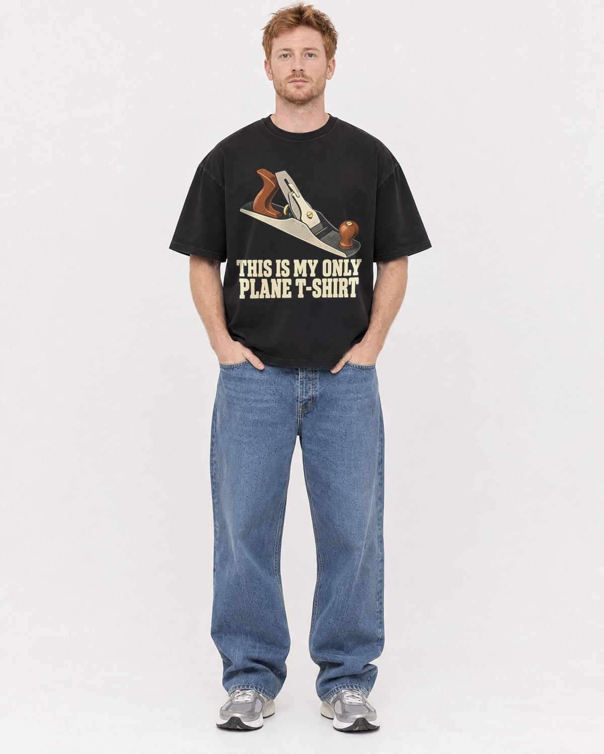 Mockup Boxy Heavyweight Tee Black male full-body 38