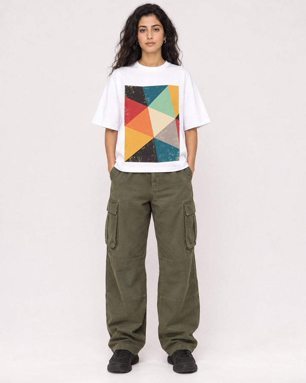 Mockup Boxy Heavyweight Tee White female full-body 07