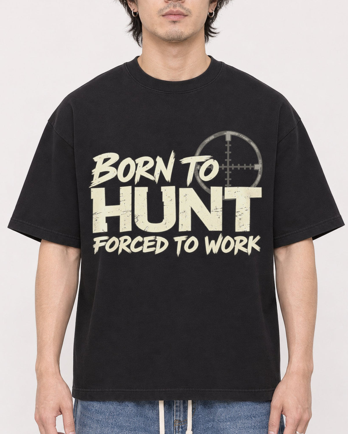 Mockup Boxy Heavyweight Tee Black male close-up 03