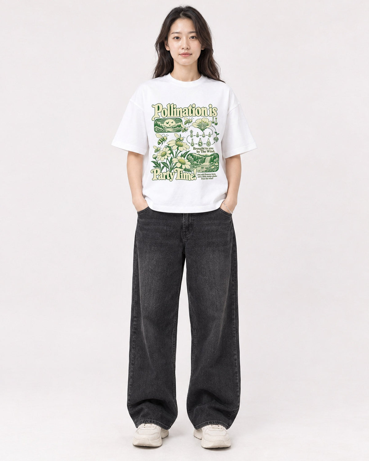 Mockup Boxy Heavyweight Tee White female full-body 03