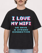 Mockup Boxy Heavyweight Tee Black male close-up 09