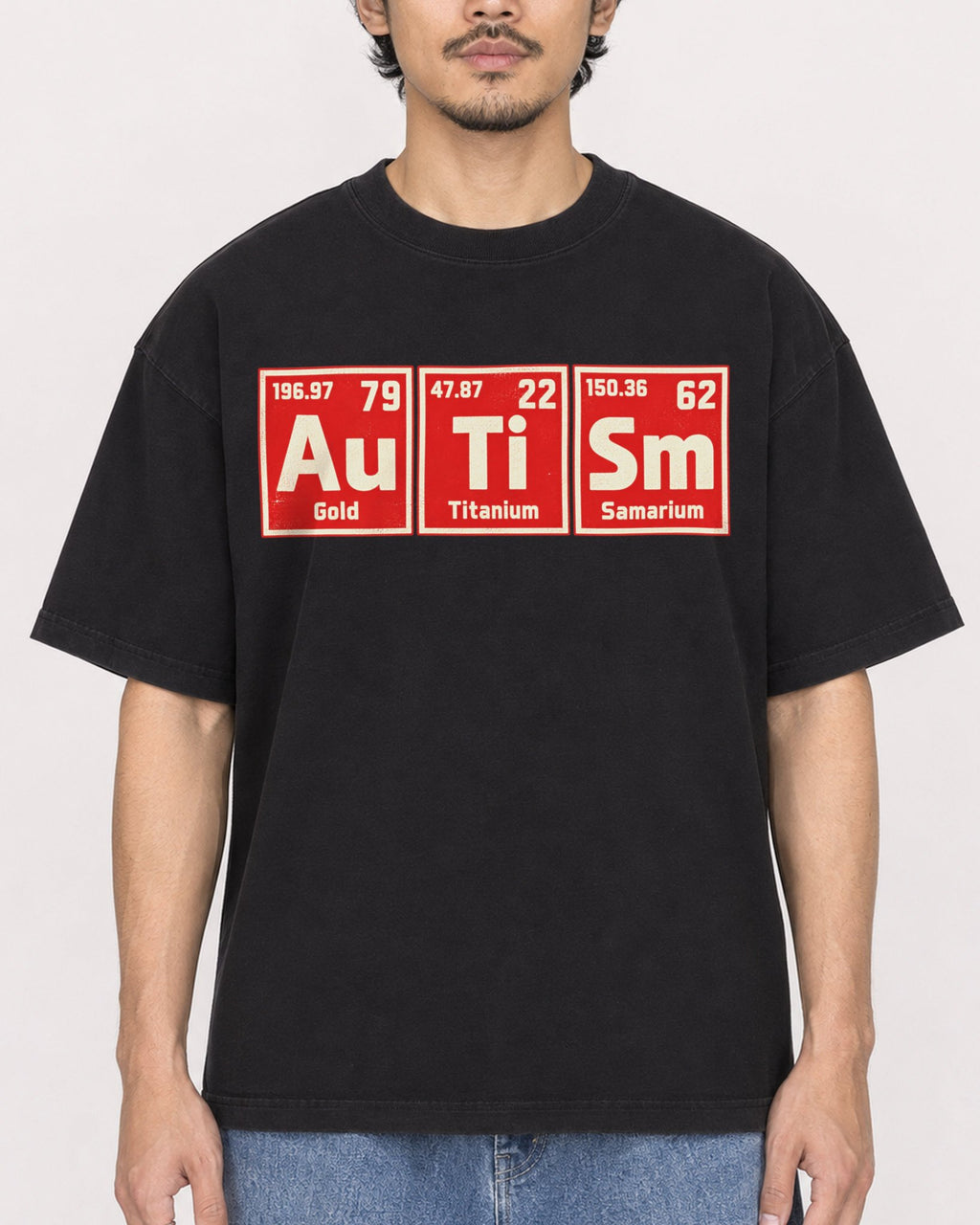 Mockup Boxy Heavyweight Tee Black male close-up 02