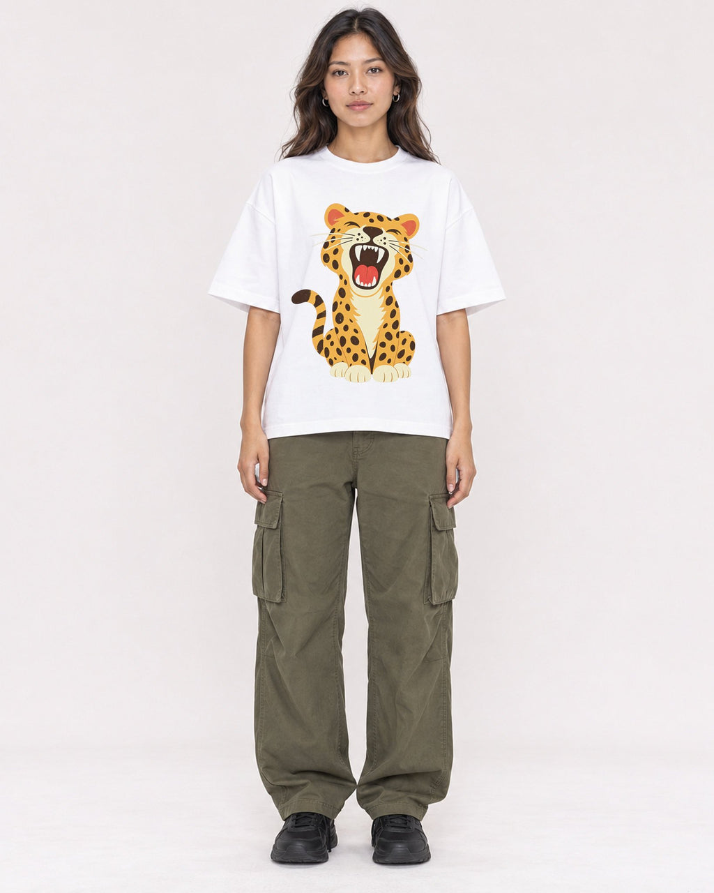Mockup Boxy Heavyweight Tee White female full-body 02