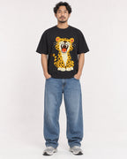Mockup Boxy Heavyweight Tee Black male full-body 02