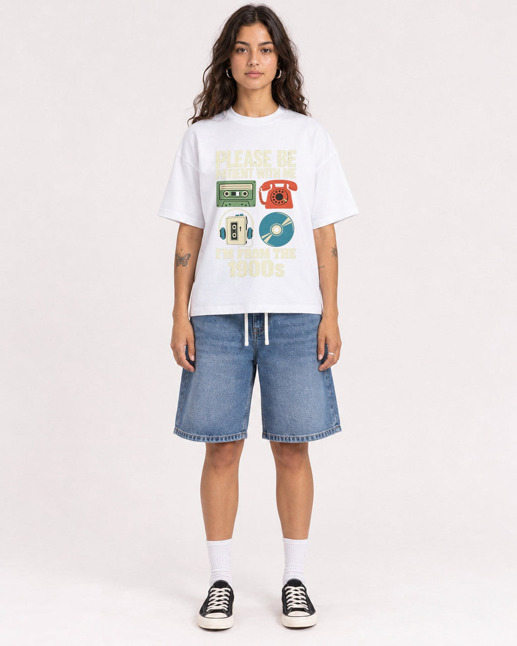 Mockup Boxy Heavyweight Tee White female full-body 06