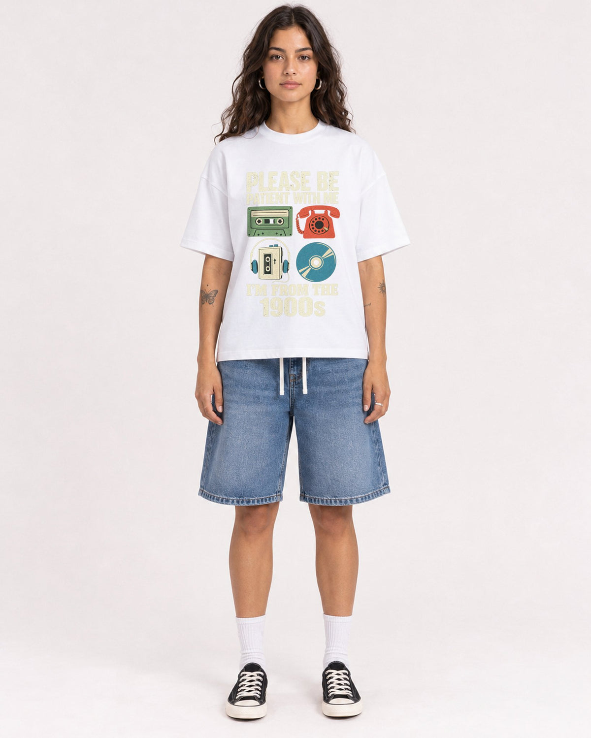Mockup Boxy Heavyweight Tee White female full-body 06