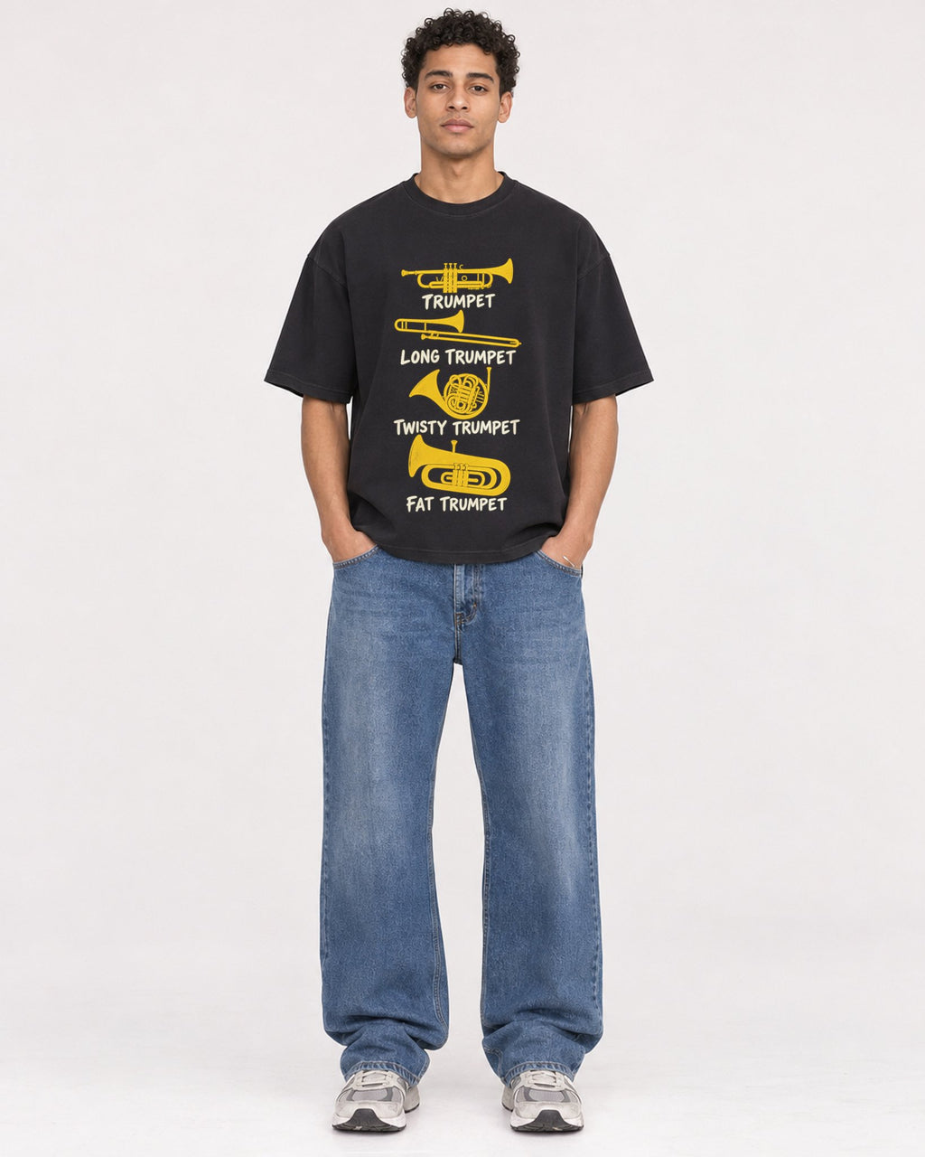 Mockup Boxy Heavyweight Tee Black male full-body 10