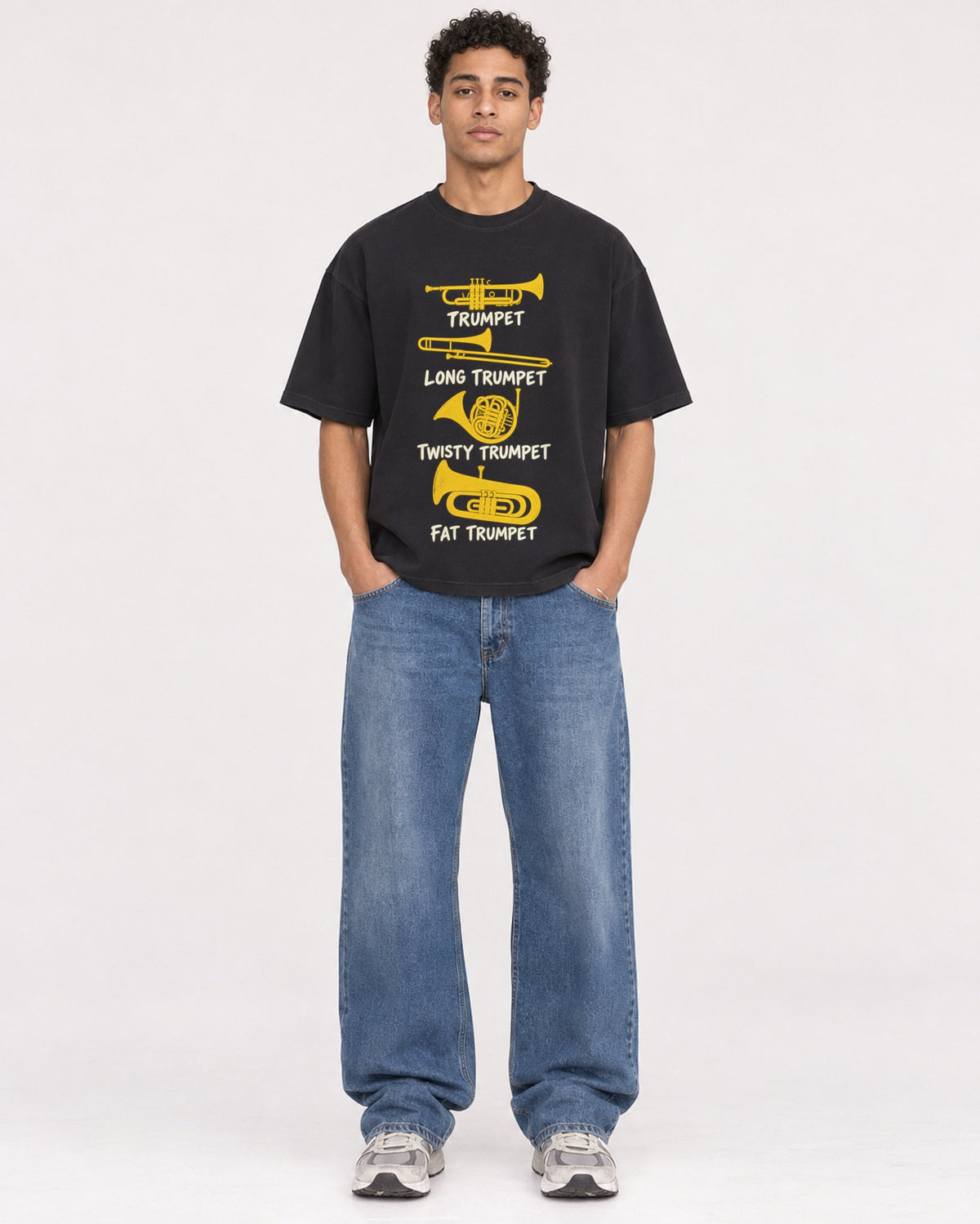 Mockup Boxy Heavyweight Tee Black male full-body 10