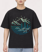 Mockup Boxy Heavyweight Tee Black male close-up 01