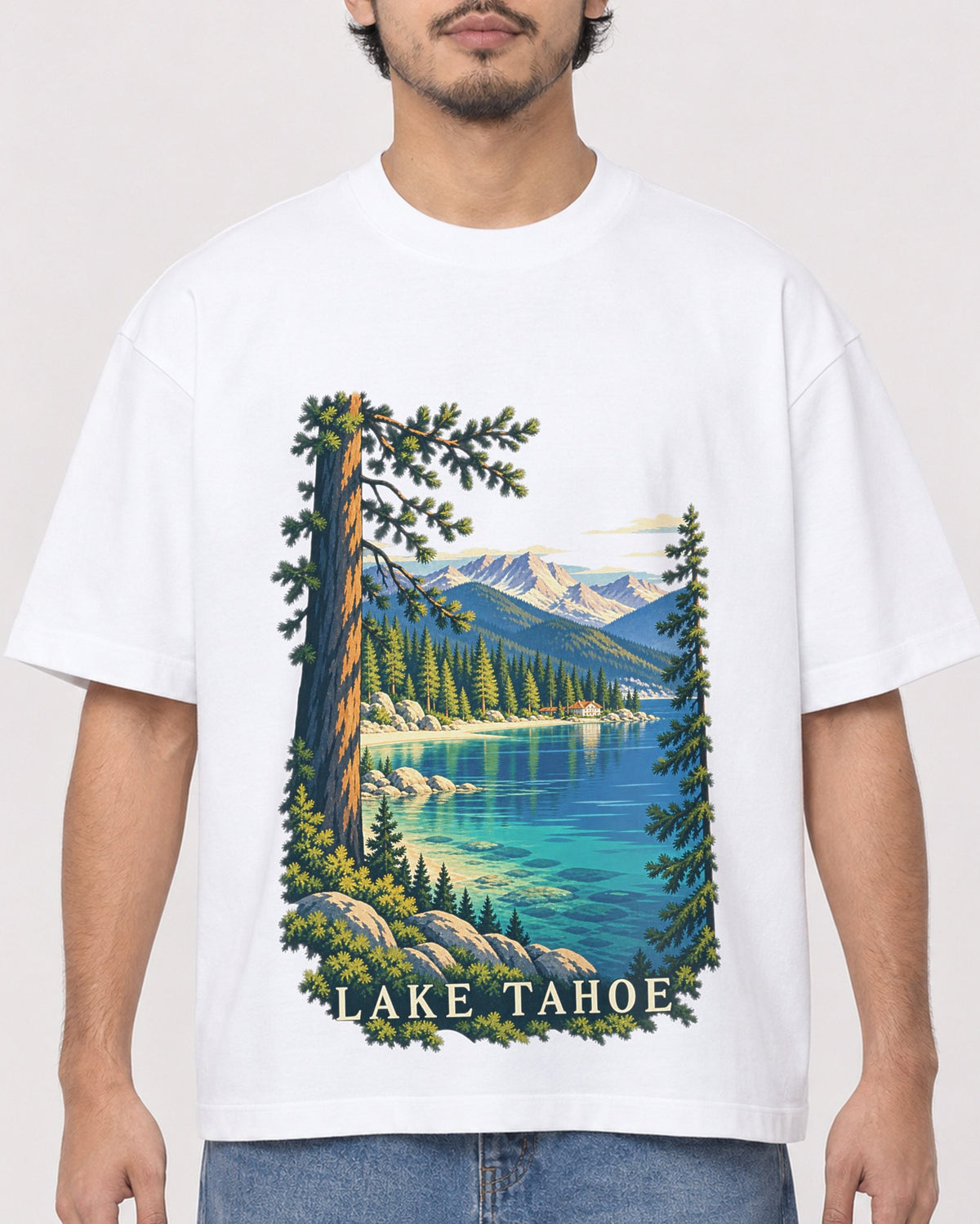 Mockup Boxy Heavyweight Tee White male close-up 02