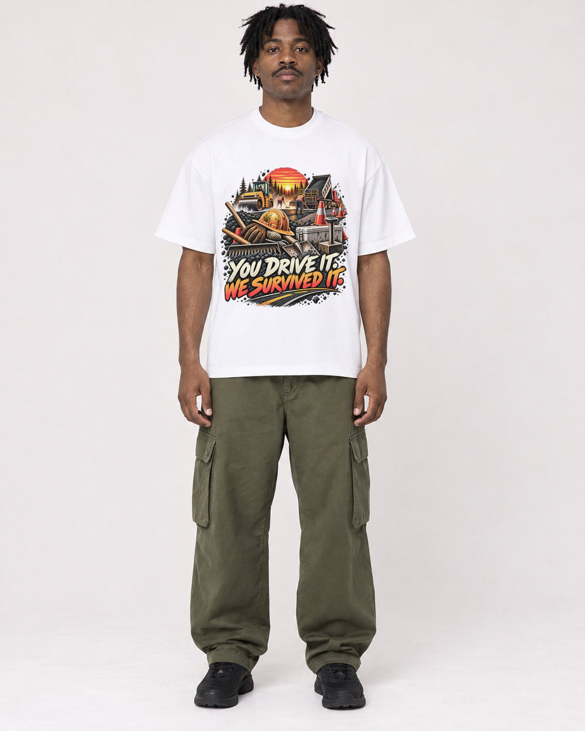 Mockup Boxy Heavyweight Tee White male full-body 04