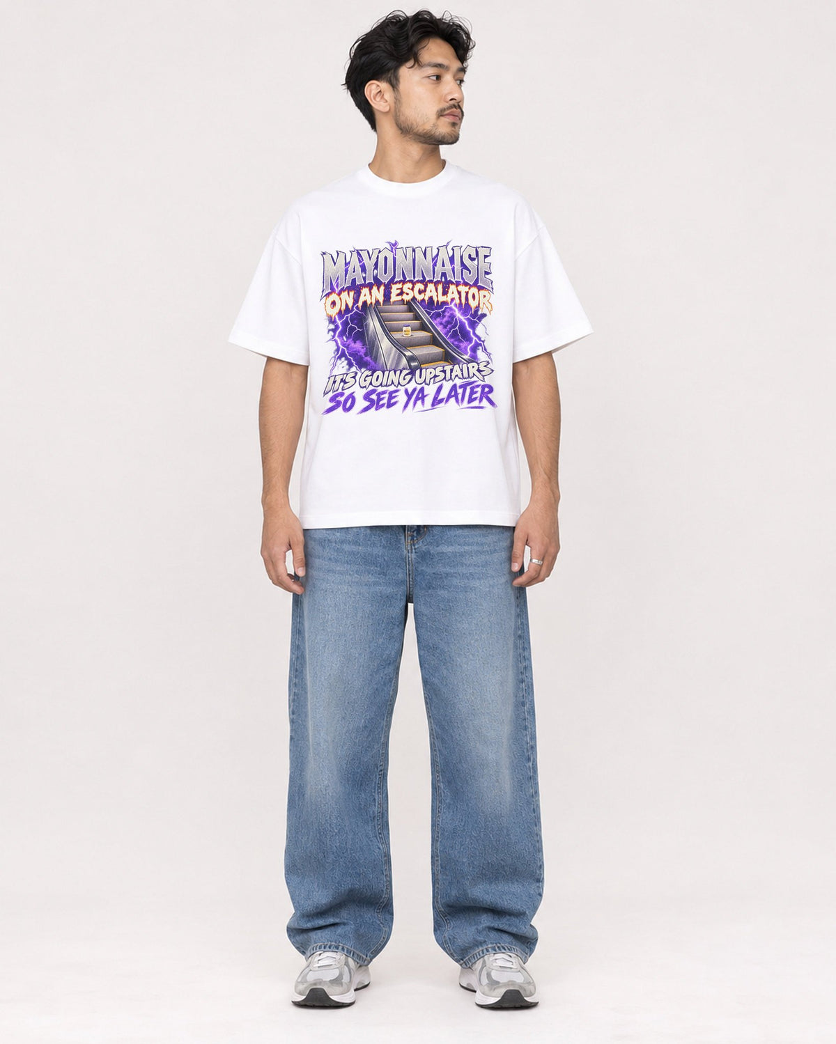 Mockup Boxy Heavyweight Tee White male full-body 02