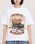 Mockup Boxy Heavyweight Tee White female close-up 11