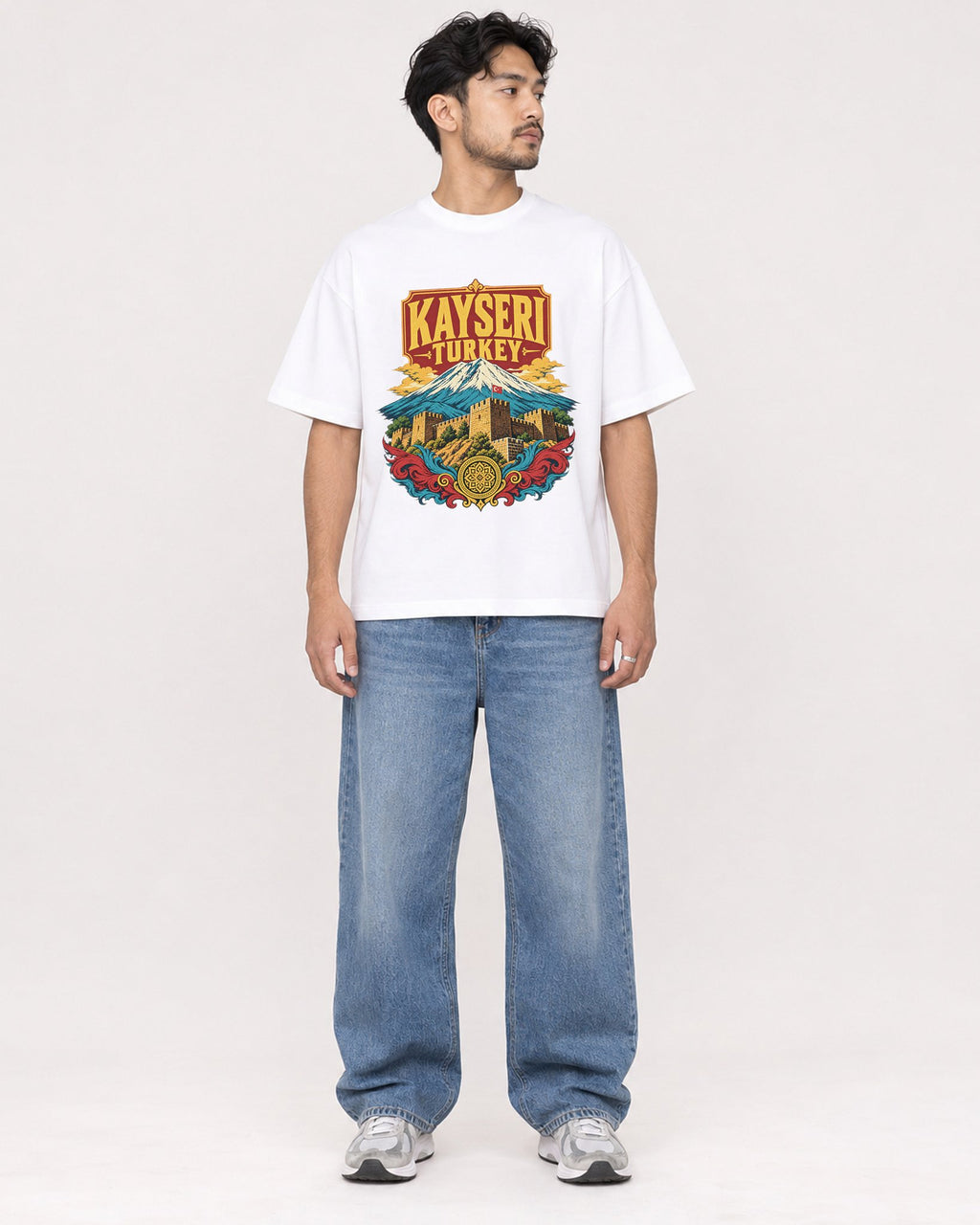Mockup Boxy Heavyweight Tee White male full-body 02