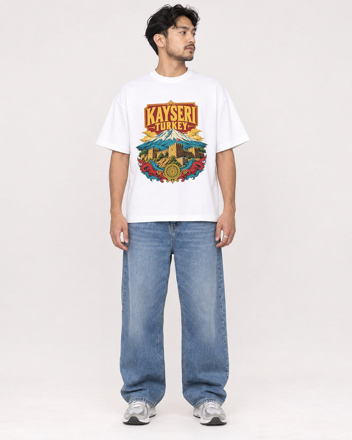 Mockup Boxy Heavyweight Tee White male full-body 02