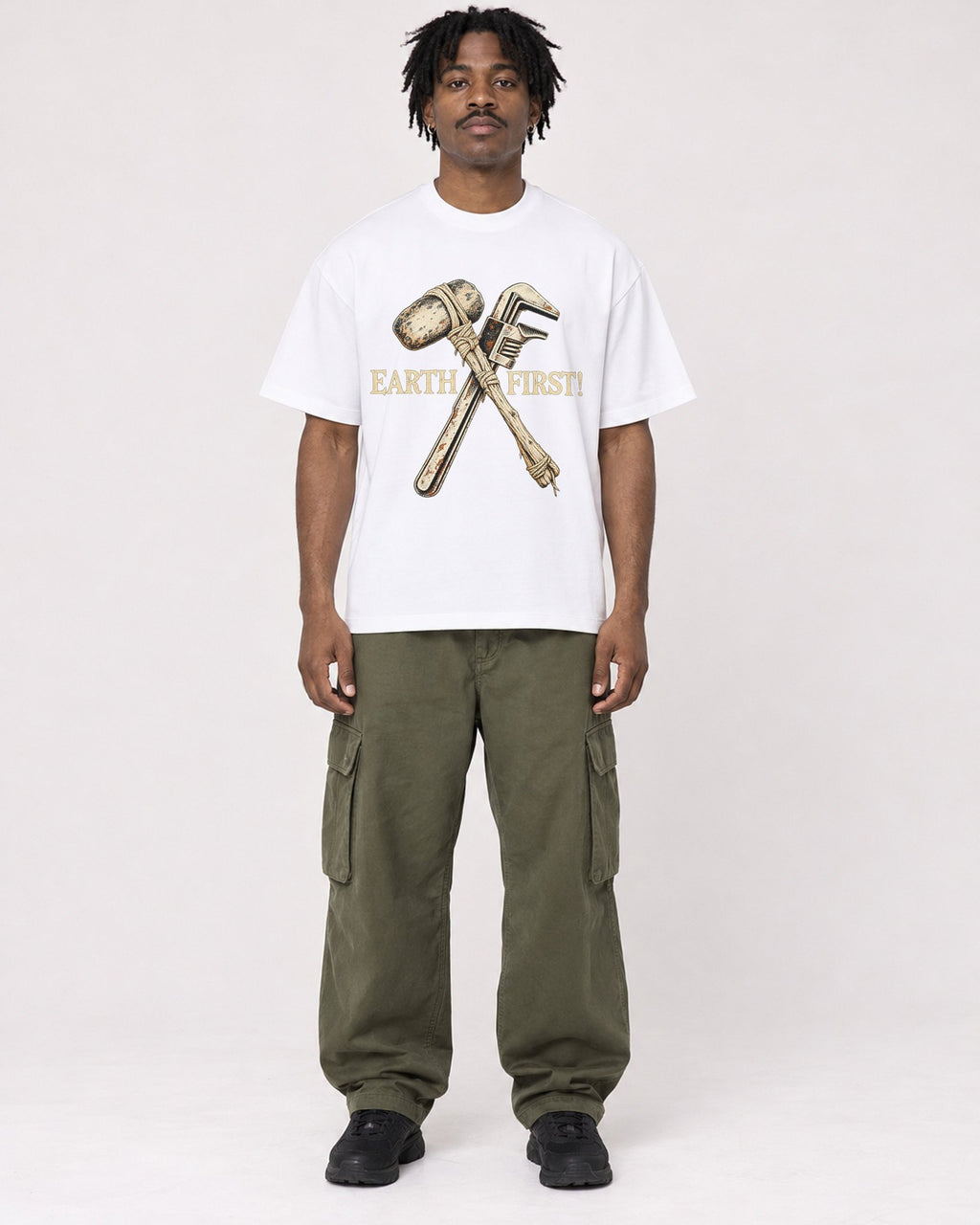 Mockup Boxy Heavyweight Tee White male full-body 04