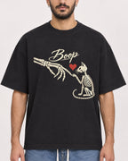 Mockup Boxy Heavyweight Tee Black male close-up 07