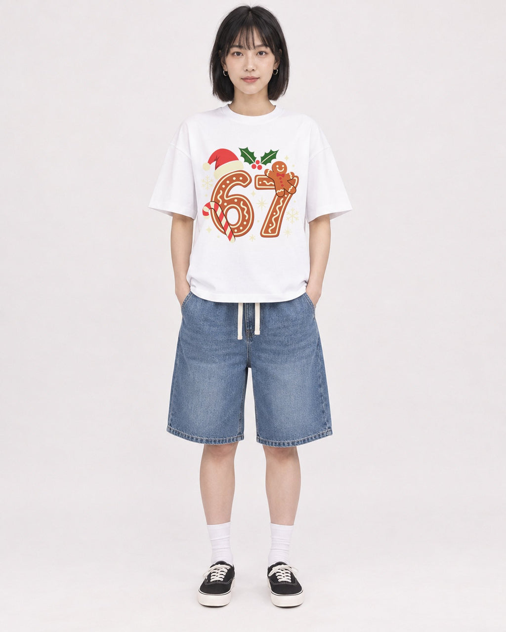 Mockup Boxy Heavyweight Tee White female full-body 11