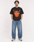 Mockup Boxy Heavyweight Tee Black male full-body 02