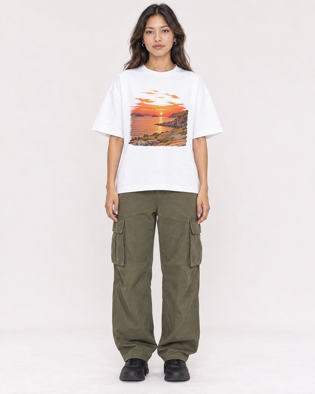 Mockup Boxy Heavyweight Tee White female full-body 02