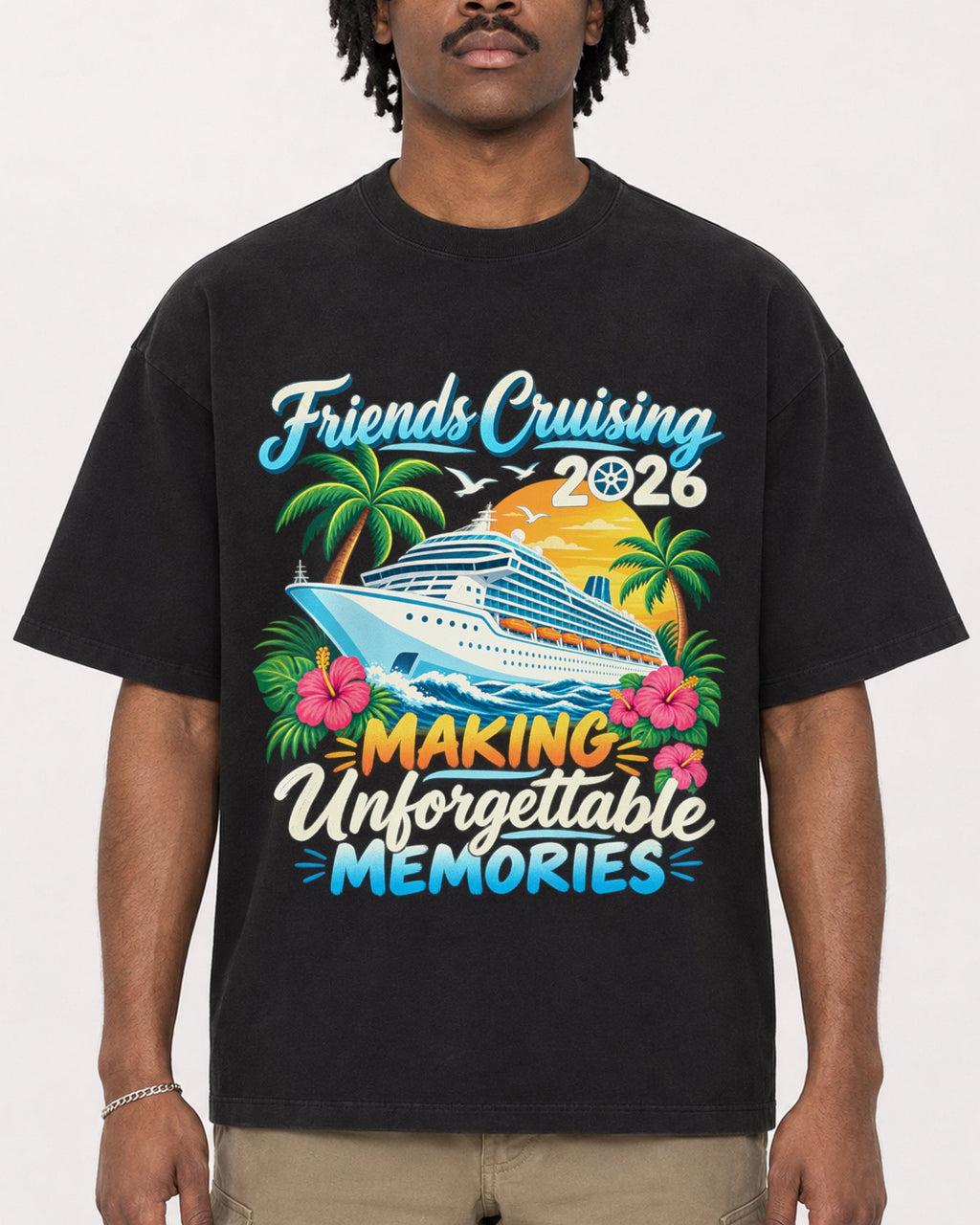 Mockup Boxy Heavyweight Tee Black male close-up 04