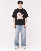 Mockup Boxy Heavyweight Tee Black male full-body 01