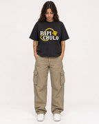Mockup Boxy Heavyweight Tee Black female full-body 06